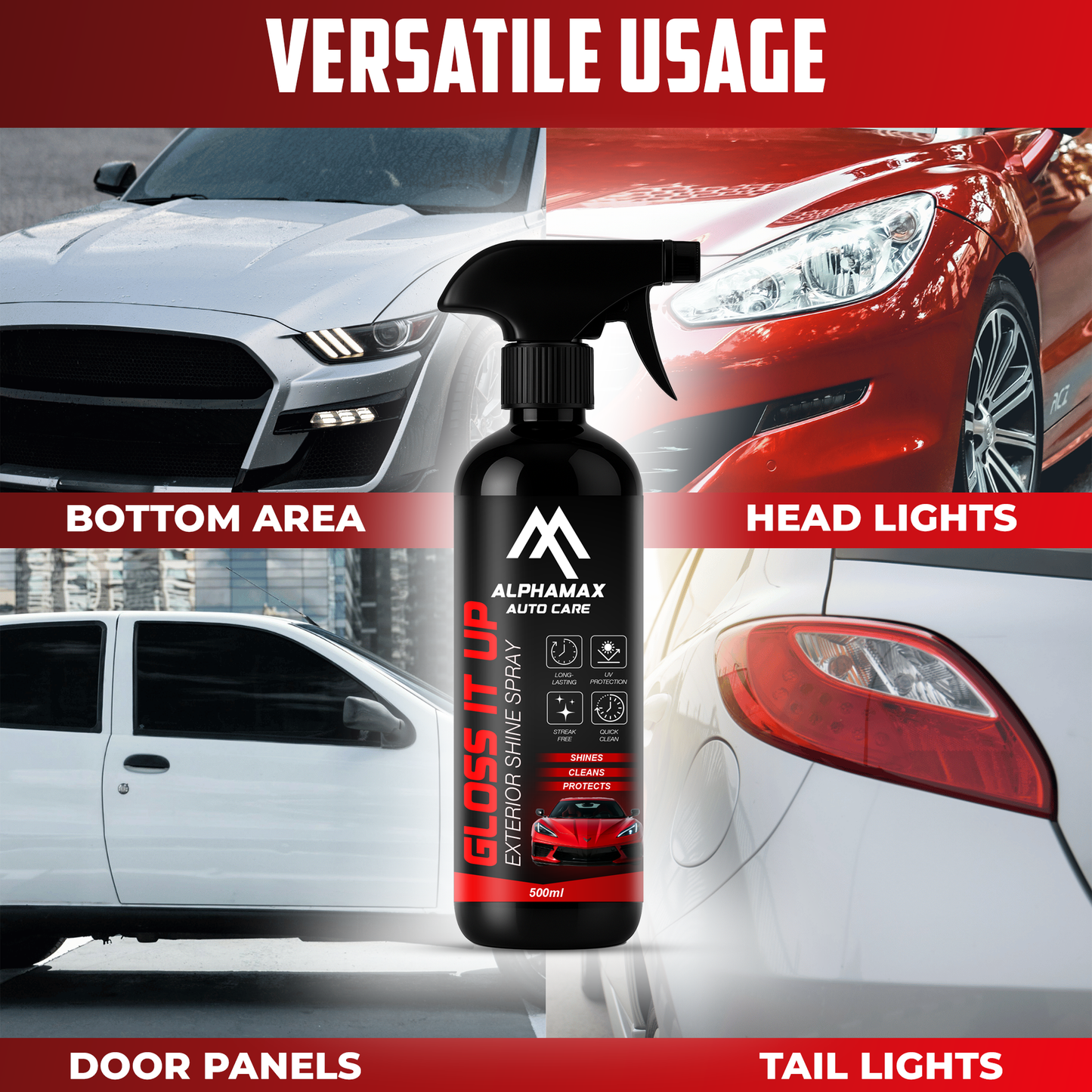 ALPHAMAX Gloss It Up Spray – Instant Car Shiner & Gloss Enhancer