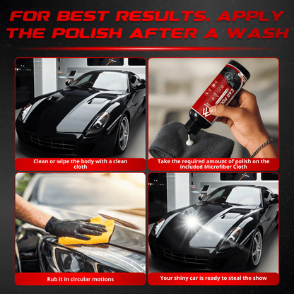 Liquid Gloss Wax Polish + Free Microfiber Cloth - For Showroom Shine
