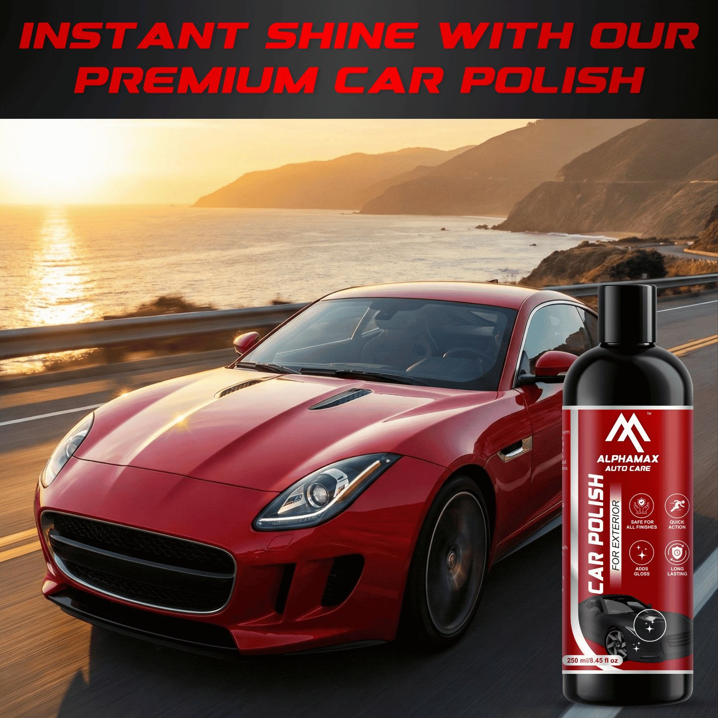 Liquid Gloss Wax Polish + Free Microfiber Cloth - For Showroom Shine