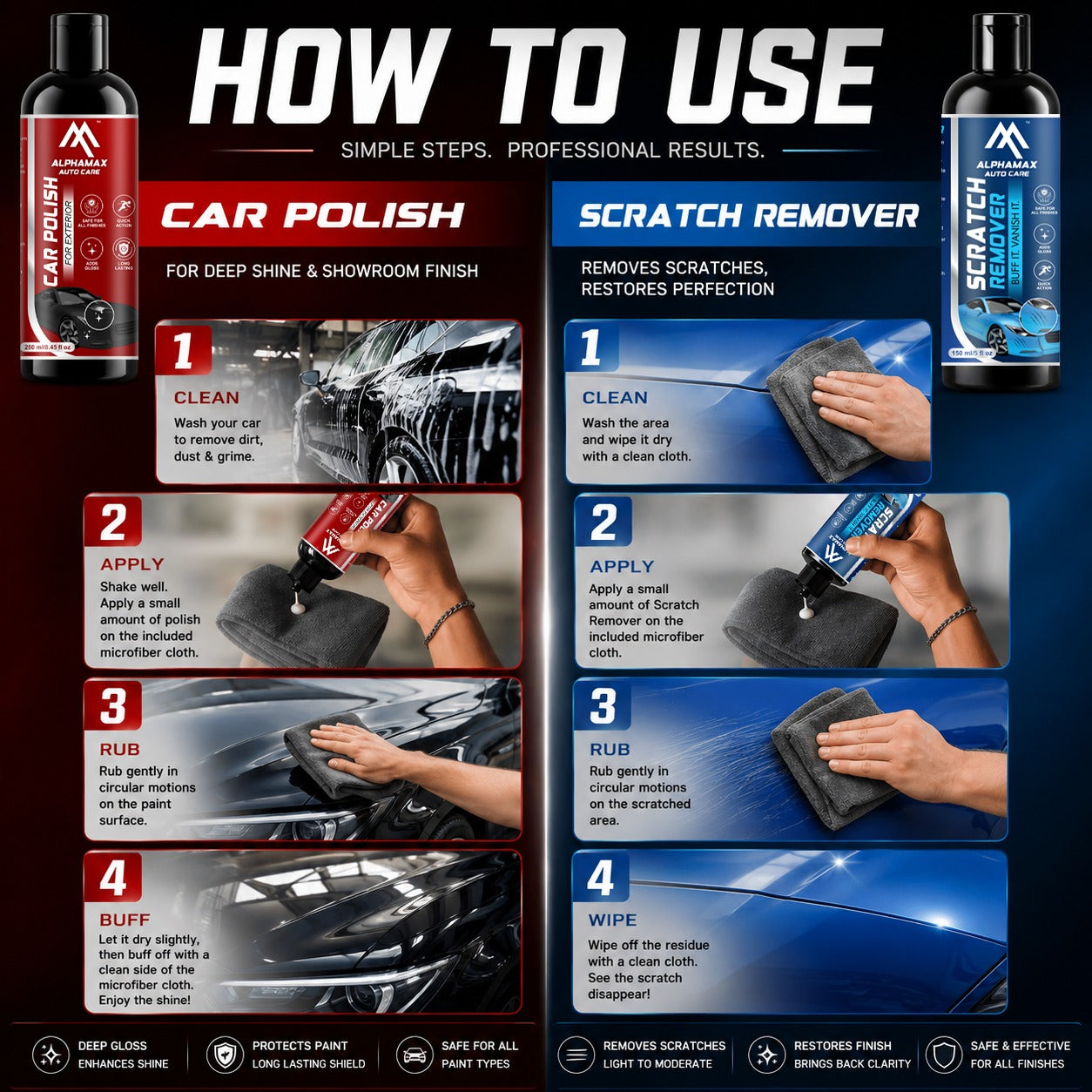 Car Polish + Scratch Remover + Free Microfiber Cloth